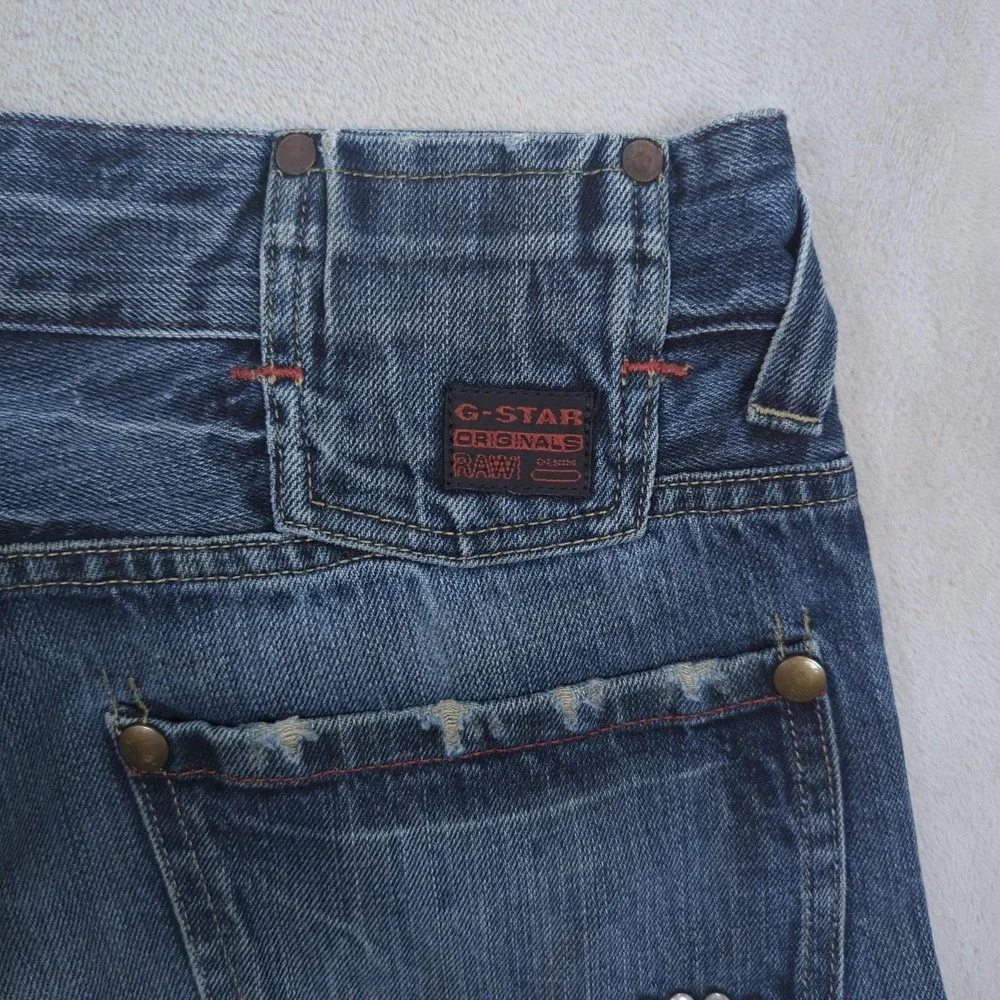 G-Star Raw Studs Straight Jeans Mens 34x32 Blue Denim Button Fly Studded Pockets
